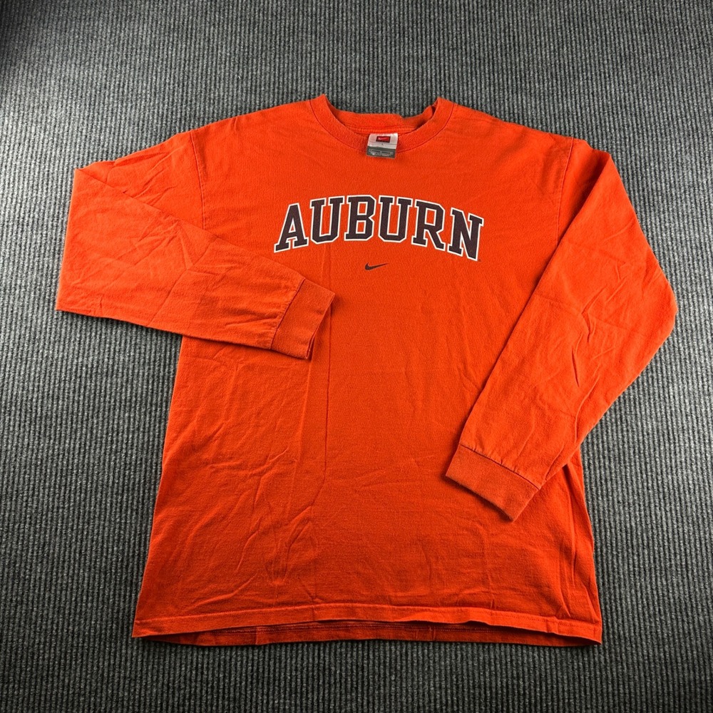Nike Team Auburn Tigers Long Sleeve Shirt Mens Large Orange NCAA Collegiate Tee
